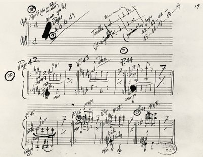 A Parade kézirata, Eric Alfred Leslie Satie (1866-1925), Franciaország alkotó: Erik Satie