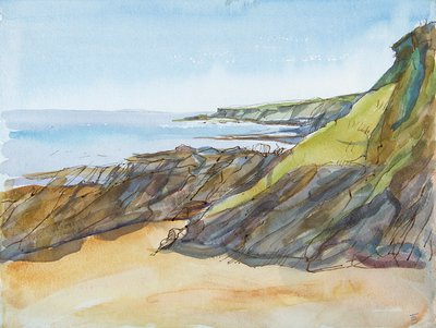 Rocky Beach a Roselandon (toll, tinta és WC papíron) alkotó: Erin Townsend