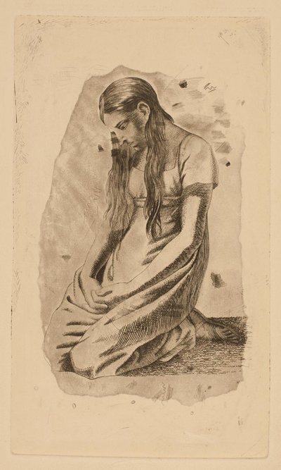 Térdelő fiatal lány alkotó: Erling Eckersberg