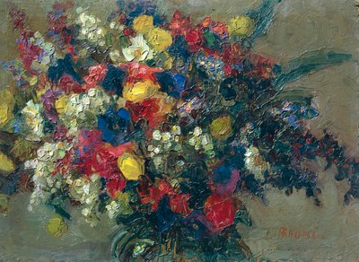 Alpesi virágok, Erminia Bruni Menin (1870-1940), olaj, vászon. alkotó: Erminia Bruni Menin