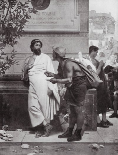 Arisztidész és a paraszt (litográfia) alkotó: Ernest (1818-87) Hillemacher