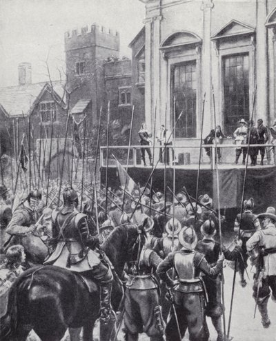 I. Károly király kivégzése a londoni Whitehall bankettháza előtt, 1649. január 30. (litho) alkotó: Ernest (after) Crofts
