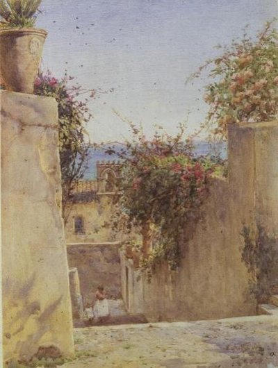 Szicíliai utcai jelenet (akvarell) alkotó: Ernest Arthur Rowe