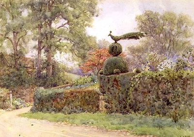 The Old Yew Hedge, Speldhurst, Kent (akvarell) alkotó: Ernest Arthur Rowe