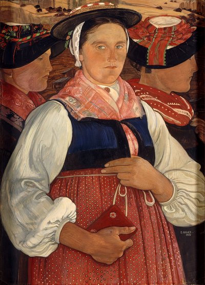 Három Valais lány alkotó: Ernest Bieler