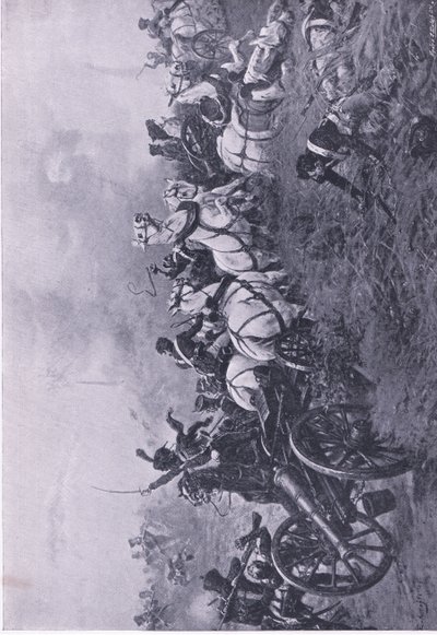 A francia üteg elfogása az 52. Oxfordshire könnyűgyalogezred által Waterlooban 1815 . június 18 - én , illusztráció a brit szárazföldi és tengeri csatákból , 1915 alkotó: Ernest Crofts
