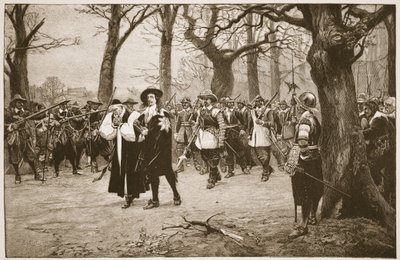 I. Károly a kivégzés felé tart, illusztráció a „The Church of England: A History for the People” című könyvéből, H.D.M. Spence-Jones, kocsma. 1910 körül (szépia fotó) alkotó: Ernest Crofts