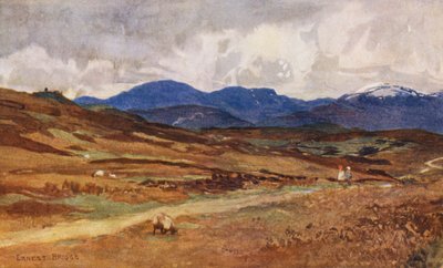 Lochinvar felől nyugat felé tekintve (színes litográfia) alkotó: Ernest Edward Briggs