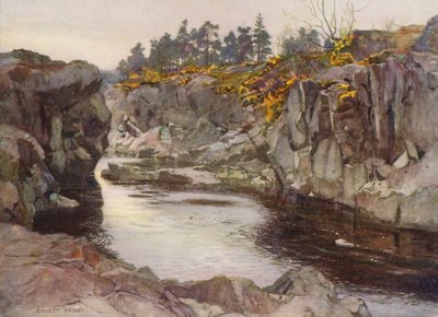 A Linn alatti szurdok (színes litográfia) alkotó: Ernest Edward Briggs