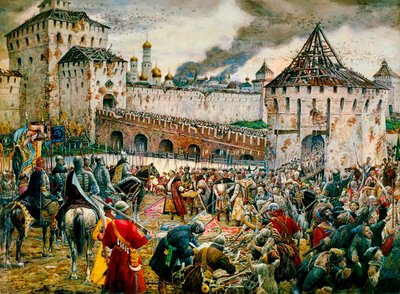 A lengyel hódítók kiűzése a moszkvai Kremlből, 1612, 19. század vége vagy 20. század eleje alkotó: Ernest Ernestovich Lissner