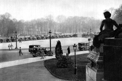 A Rond Point és a Georges Clemenceau Place, Párizs, 1931. alkotó: Ernest Flammarion