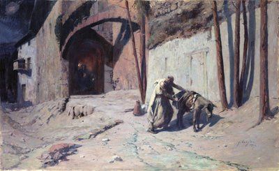 A repülés Egyiptomba vagy: József csomagot rak a szamarára, 1894 alkotó: Ernest Georges Berges