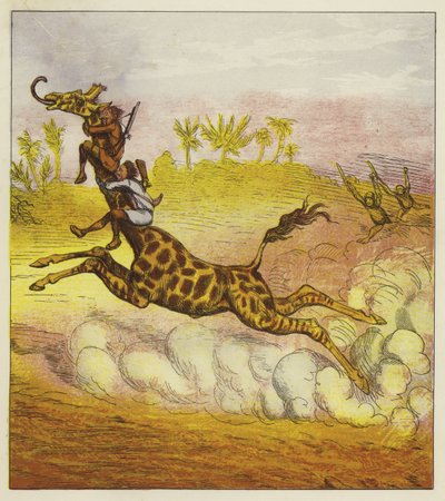 A Brothers Bold zsiráfon lovagolva menekül a gorillák elől alkotó: Ernest Henry Griset