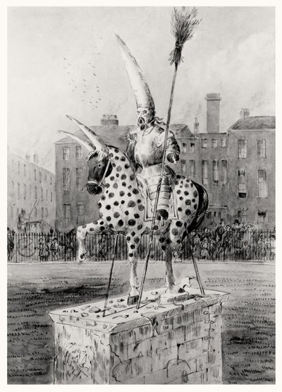 A szobor a Leicester Square-en, 1866. október 17-én, szerda reggel (toll, tinta és WC papíron) alkotó: Ernest Henry Griset