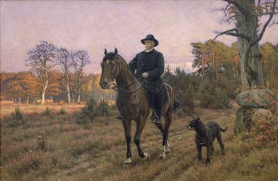 Bismarck lóháton kutyával (olajnyomat) alkotó: Ernest Henseler
