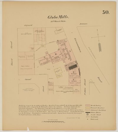 Girard Ave, Germantown Rd, 3rd St és Canal Street, Hexamer általános felmérések, 1867 alkotó: Ernest Hexamer