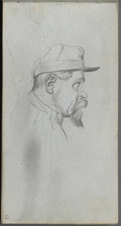 Vázlatfüzet, 13. oldal: Egy férfi mellszobra profilban alkotó: Ernest Meissonier