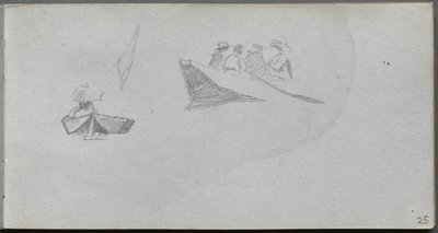 Vázlatfüzet, 25. oldal: Studies of Figures in Boats alkotó: Ernest Meissonier