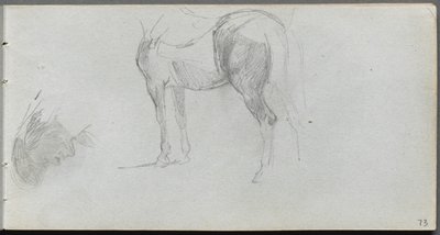 Vázlatfüzet, 73. oldal: Lótanulmány, profil alkotó: Ernest Meissonier