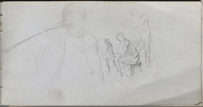 Vázlatfüzet, 98. oldal: Tanulmány a figurákról alkotó: Ernest Meissonier