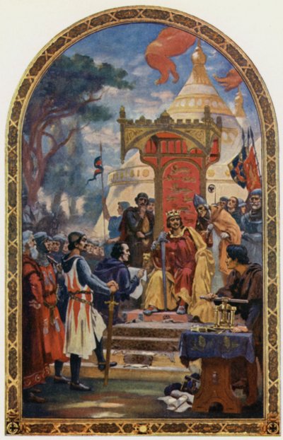 János király aláírta a Magna Chartát (színes litó) alkotó: Ernest Normand