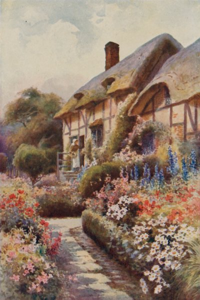 Anne Hathaway házikója, Stratford-on-Avon (színes litho) alkotó: Ernest William Haslehust