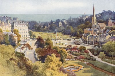 Bournemouth: A tér és a kert a Mont Dore-tól (színes litó) alkotó: Ernest William Haslehust