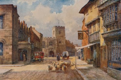 High Street, Stratford-on-Avon (színes litho) alkotó: Ernest William Haslehust