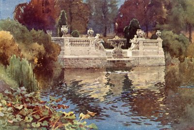 Lancaster Gate Fountain, Kensington Gardens (színes litho) alkotó: Ernest William Haslehust