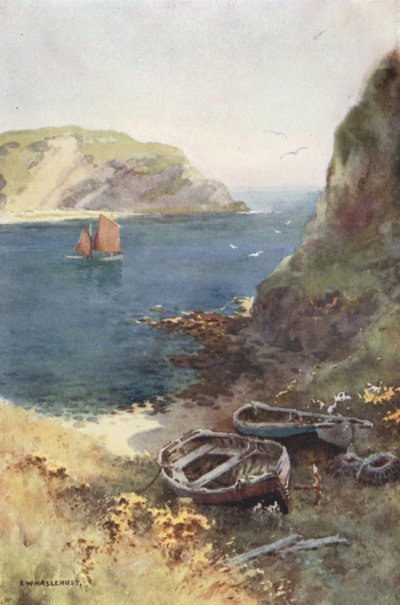Lulworth Cove (színes litó) alkotó: Ernest William Haslehust
