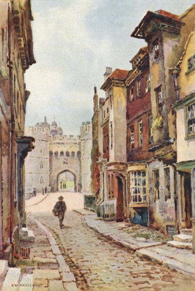 Nell Gwyn háza és VIII. Henry Gateway (színes litó) alkotó: Ernest William Haslehust