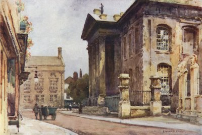 Old Clarendon épület, Broad Street (színes litho) alkotó: Ernest William Haslehust