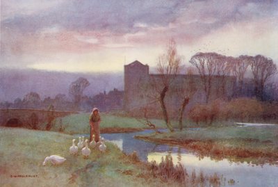 Temze folyó: Dorchester (színes litográfia) alkotó: Ernest William Haslehust