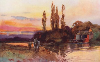 Temze folyó: Iffley (színes litográfia) alkotó: Ernest William Haslehust