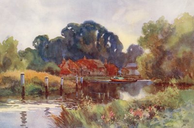 Temze folyó: Pangbourne (színes litográfia) alkotó: Ernest William Haslehust