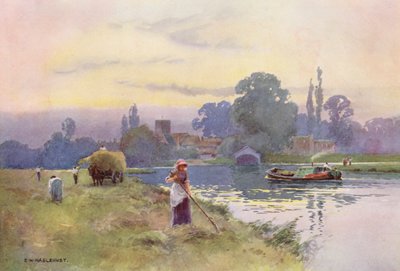 Temze folyó: Shepperton (színes litográfia) alkotó: Ernest William Haslehust
