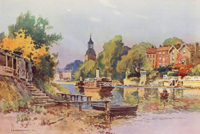 Temze folyó: Sunbury (színes litográfia) alkotó: Ernest William Haslehust