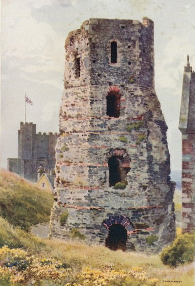 Roman Pharos, Dover kastély (színes litho) alkotó: Ernest William Haslehust