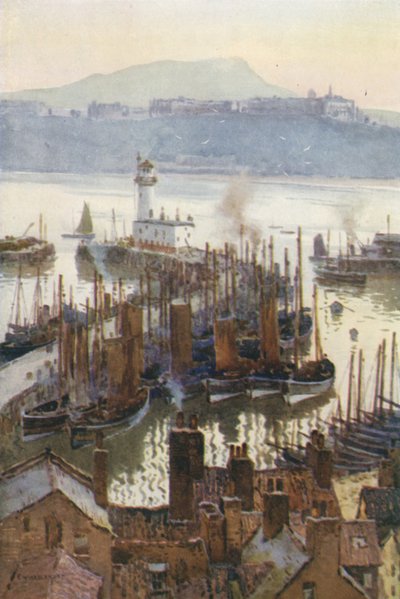 A kikötő az óvárosból (színes litó) alkotó: Ernest William Haslehust