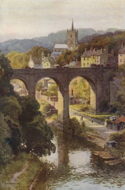 Knaresborough történelmi óvárosa (színes litó) alkotó: Ernest William Haslehust
