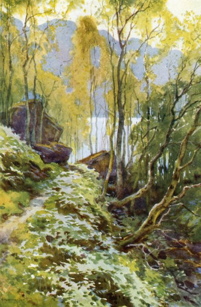 A régi hágó, Trossachs (színes litó) alkotó: Ernest William Haslehust