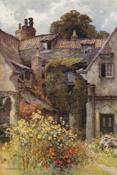 Thorp Prebendal ház, Ripon (színes litho) alkotó: Ernest William Haslehust
