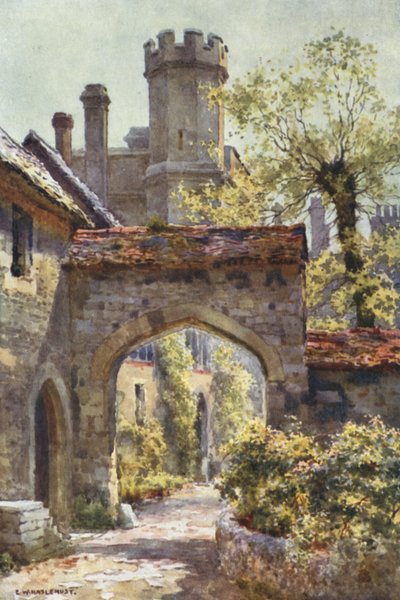 Winchester College: The Outer Gateway from "Arcadia" (színes litho) alkotó: Ernest William Haslehust