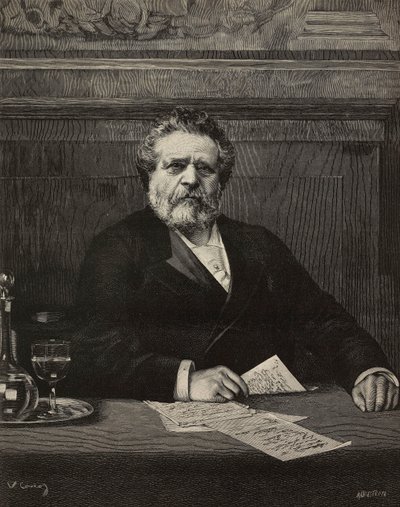Giosue Carducci (1835-1907), olasz költő és író, 1906-os Nobel-díjas, Ernesto Mancastroppa metszet Vittorio Corcos festményéből, L