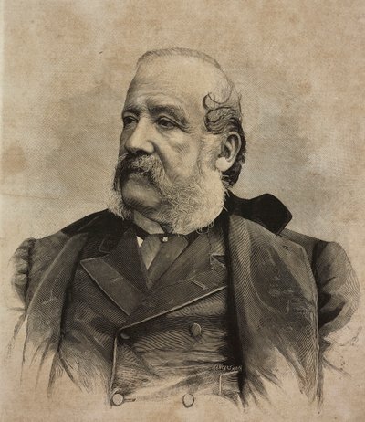 Gerolamo Induno (1825-1890) olasz festő portréja, Ernesto Mancastropa metszete Guigoni és Bossi fényképéből, L