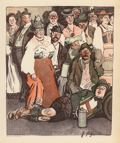 Illusztráció a Berliner Balle von Rideamus számára (színes litográfia) alkotó: Ernst (after) Heilemann