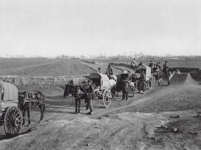 Chihli, észak-kínai utazó kocsik a pekingi síkságon (fekete-fehér fotó) alkotó: Ernst Boerschmann