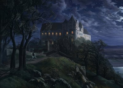Scharfenberg kastély éjjel. 1827 alkotó: Ernst Ferdinand Oehme