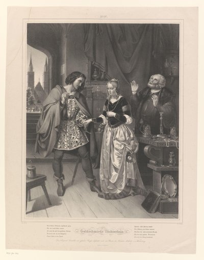A férfi megkéri egy nő kezét Goldschmied Töchterleinje (cím a tárgyon) The Goldsmith