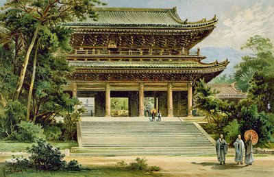 Buddhista templom Kiotóban, Japánban, "Az emberiség története" III. kötetéből, Friedrich Ratzel professzor, 1898 alkotó: Ernst Heyn